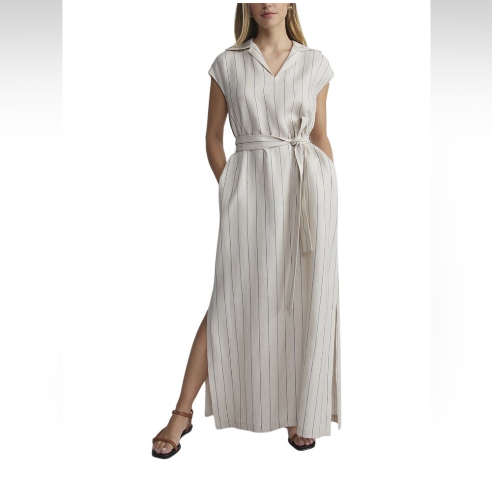 Lafayette 148 New York Cream Striped Maxi Dress